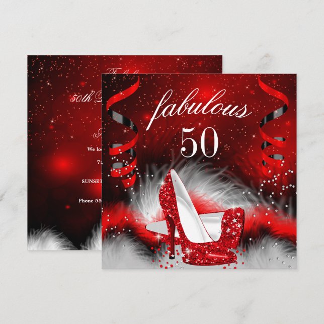 Invitación Fabulosa Fiesta de Cumpleaños de los 50 con Tacone (Anverso / Reverso)