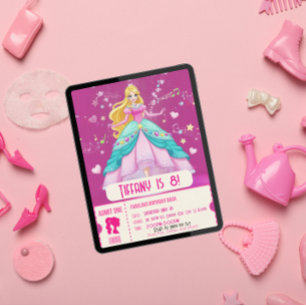 Invitación Fabulosa fiesta de cumpleaños de muñecas rosadas