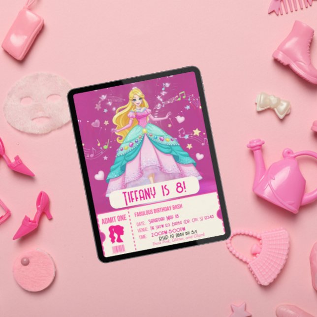 Invitación Fabulosa fiesta de cumpleaños de muñecas rosadas (Subido por el creador)