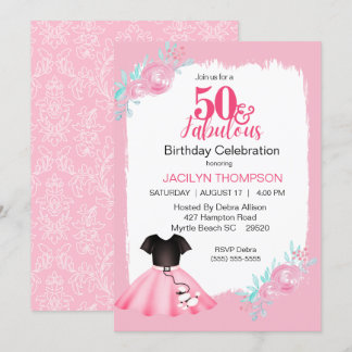 Invitación Fabulosa fiesta de cumpleaños de Poodle Skirt de l