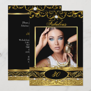 Invitación Fabulosa Fiesta de Cumpleaños Foto Floral de Oro N