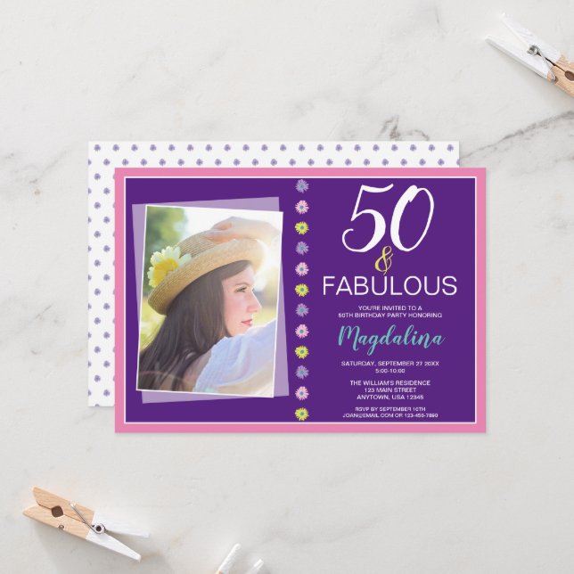Invitación Fabulosa fiesta de cumpleaños número 50 (Anverso/Reverso In Situ)