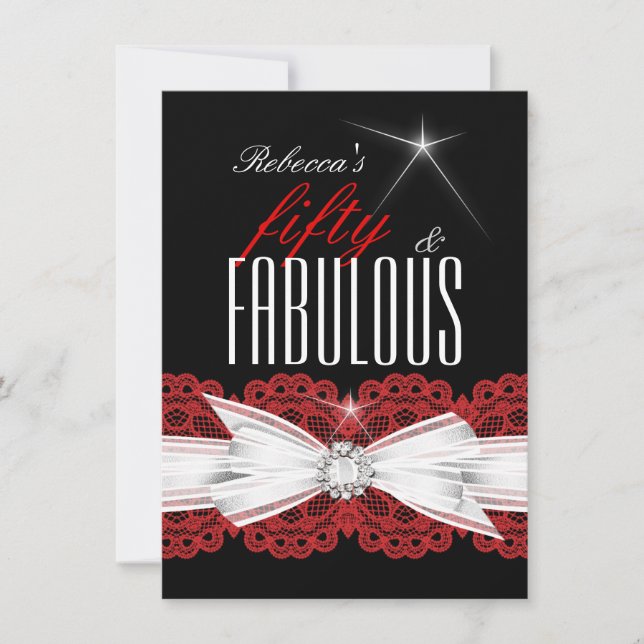 Invitación Fabulosa fiesta de cumpleaños número 50 de encaje  (Anverso)