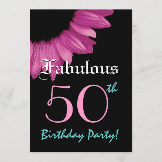Invitación Fabulosa fiesta de los 50 cumpleaños Girasol rosa