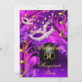 Invitación Fabulosa máscara de la mascarada púrpura rosa de c