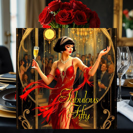 Invitación Fabulosa mujer Art déco de los años 20 de 50 años 