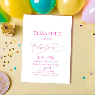 Invitación fabulosa quincena rosa elegante clásico quinceañer