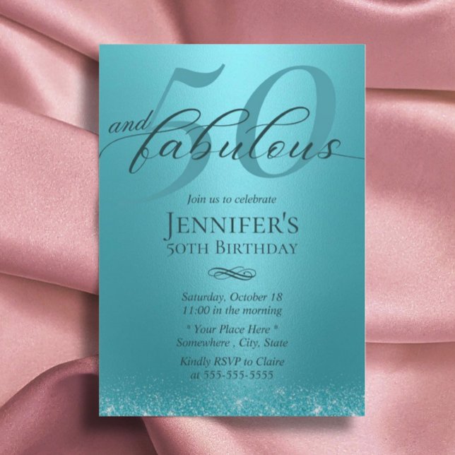Invitación Fabulosa tipografía turquesa 50 cumpleaños (Subido por el creador)