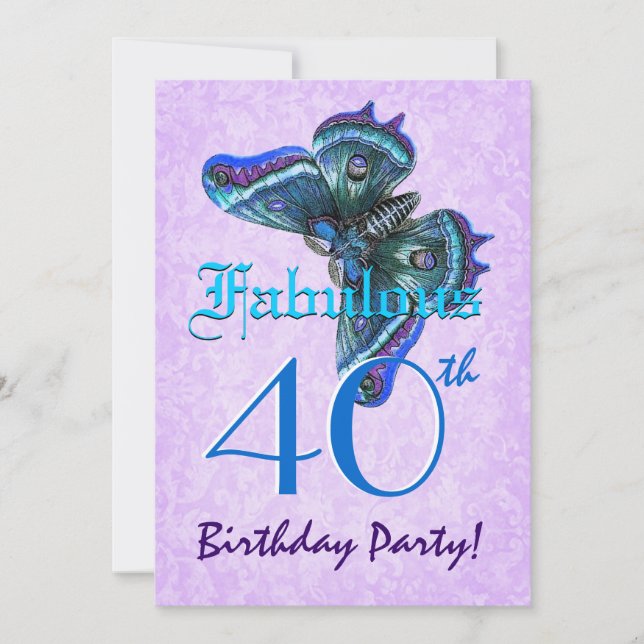 Invitación Fabulosas mariposas turquesas W1804, que cumplen 4 (Anverso)
