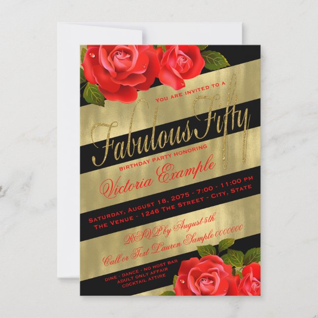 Invitación Fabulosas mujeres en su 50 aniversario (Anverso)