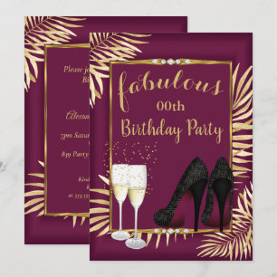 Invitación Fabulosas Palmas de rayas doradas de Borgoña para