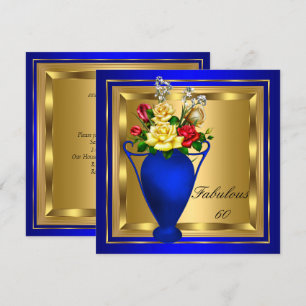 Invitación Fabulosas Rosas Azules Reales Doradas Rojas Elite