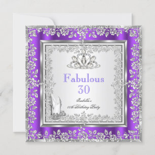 Invitación Fabuloso 30 Fiestas zapatos de plata morada
