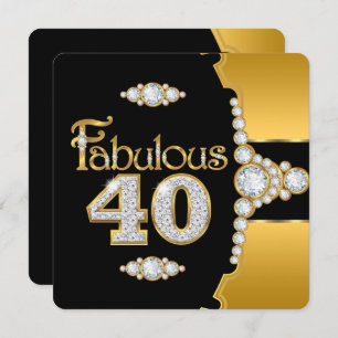 Invitación Fabuloso 40 40º cumpleaños oro diamante negro