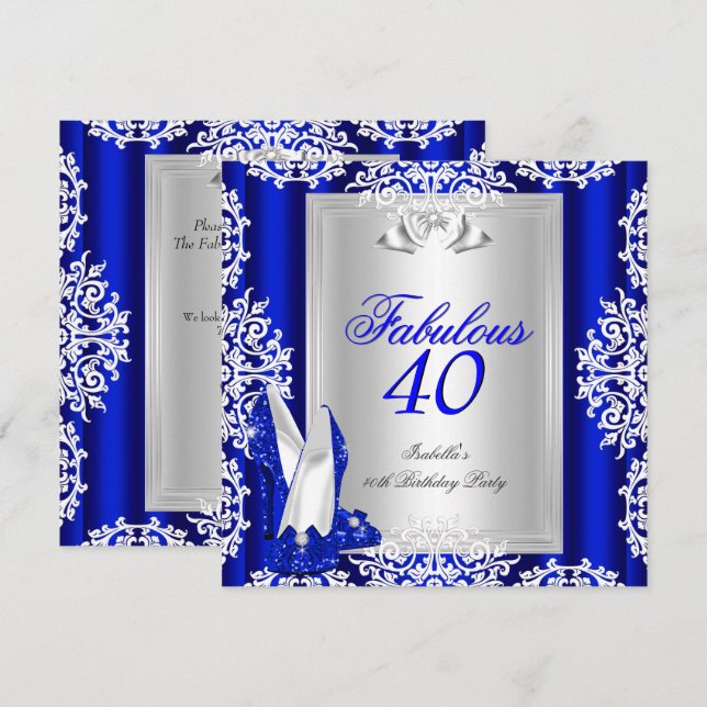 Invitación Fabuloso 40 40 cumpleaños Fiesta Zapatos Azules Re (Anverso / Reverso)