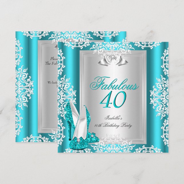 Invitación Fabuloso 40 40 Fiesta de cumpleaños Zapatos Verde  (Anverso / Reverso)