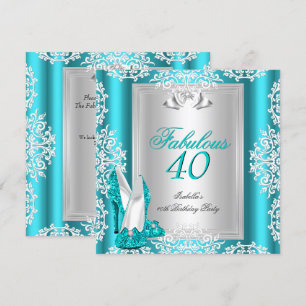 Invitación Fabuloso 40 40 Fiesta de cumpleaños Zapatos Verde