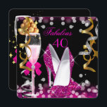 Invitación Fabuloso 40 Burbujas negras de oro rosado caliente<br><div class="desc">Fabuloso 40 Burbujas Calientes Rosa Negro Oro Amarillo Cualquier Edad. Zapatos de tacón alto. 40.º Elegante Champagne de cumpleaños negro. Mujeres,  damas o hombres. Elegantes Celebraciones Clásicas Todas Las Invitaciones. Fiesta cumpleaños invita a Plantilla para 21,  30,  40,  50,  60,  70,  80,  90,  100, </div>
