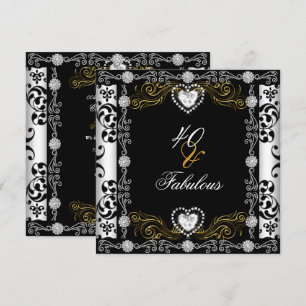 Invitación Fabuloso 40 Damasco Oro Negro Blanco Plata 40º