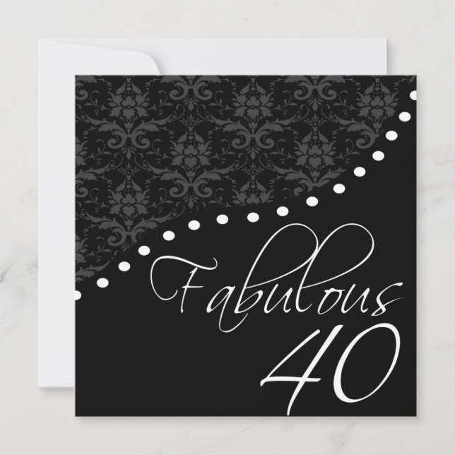 Invitación Fabuloso 40 fiesta personalizada de cumpleaños neg (Anverso)