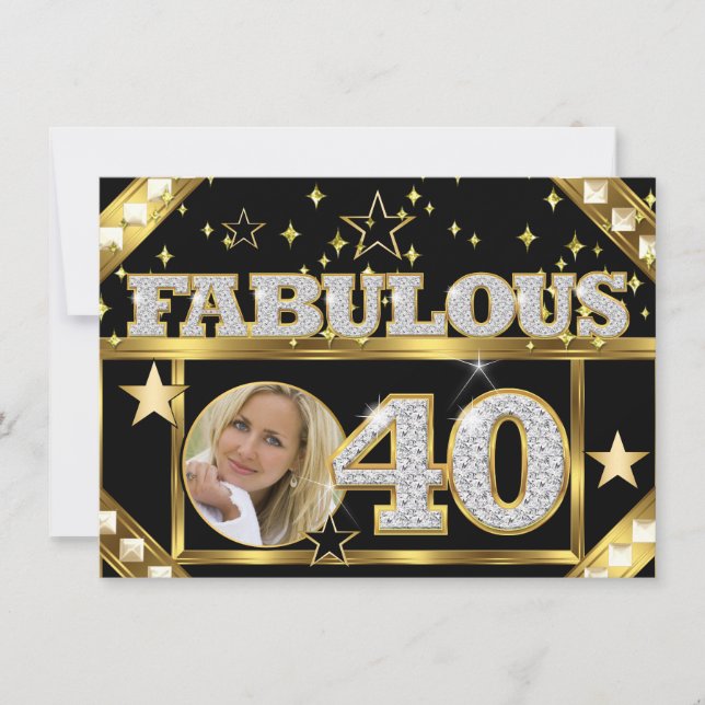 Invitación Fabuloso 40 Glamour retro Hollywood Gold Photo 4 (Anverso)
