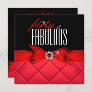 Invitación Fabuloso 40 Red Black Elegant Birthday Party