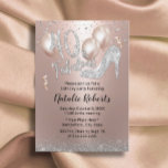 Invitación Fabuloso 40 Rosas de oro Globo de tacón alto cumpl<br><div class="desc">Fabuloso 40 Invitaciones modernas Rosa Gold & Silver Chica 40th Birthday.</div>