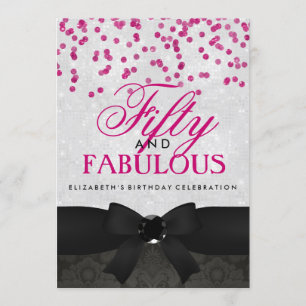 Invitación Fabuloso 50º cumpleaños de Pink & Black