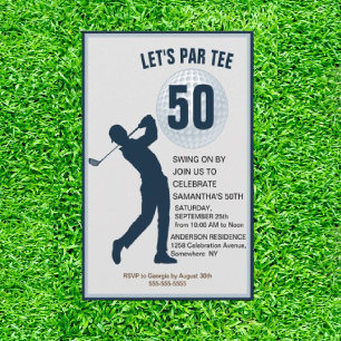 Invitación Fabuloso 50.º cumpleaños de Navy Man Golfer