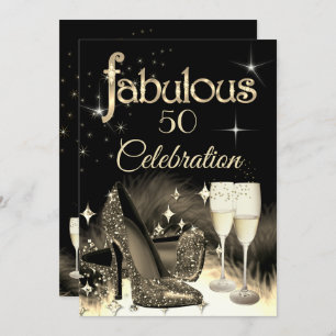 Invitación Fabuloso 50.º Purpurina Fiesta Sepia Beige Champag