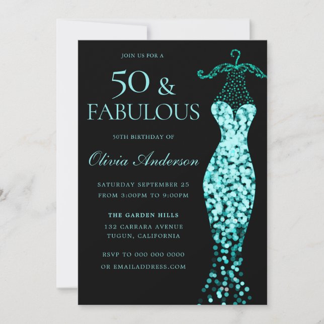 Invitación Fabuloso 50 aniversario de la fabulosa vestimenta  (Anverso)