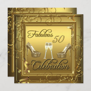 Invitación Fabuloso 50 Celebration Gold Black Champagne