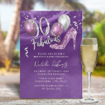 Invitación Fabuloso 50 Chica púrpura moderno SIlk 50 cumpleañ<br><div class="desc">Fabulosas 50 invitaciones modernas de púrpura y plata a los 50 años.</div>