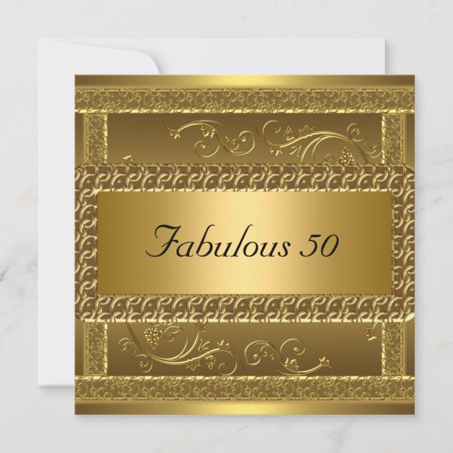 Invitación Fabuloso 50 cumpleaños de fiesta de oro (Anverso)