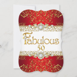 Invitación Fabuloso 50 cumpleaños del glamour rojo del diaman
