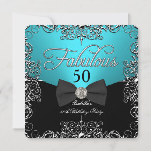 Invitación Fabuloso 50 cumpleaños elegante fiesta azul turque