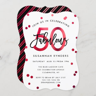 Invitación Fabuloso 50   Cumpleaños elegante y moderna con pi
