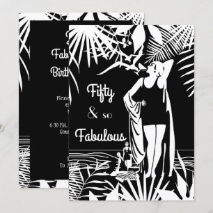 Invitación Fabuloso 50 cumpleaños fiesta Deco Lady Black Whit