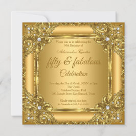 Invitación Fabuloso 50 cumpleaños Foto Dorado sobre Perla Par