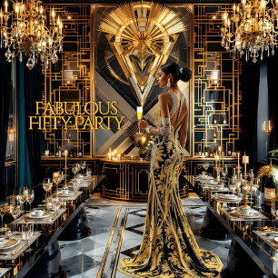 Invitación Fabuloso 50 cumpleaños Mujer Art déco Afroamerican