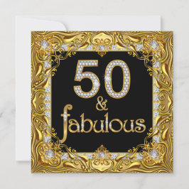 Invitación Fabuloso 50 Diamante de Oro en la fiesta de cumple