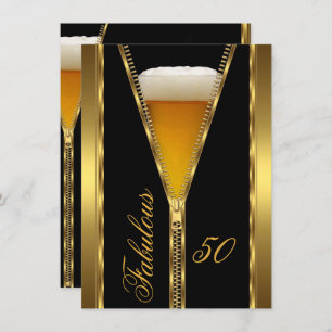 Invitación Fabuloso 50 Elegante Bebida de Cerveza de Oro Zipp