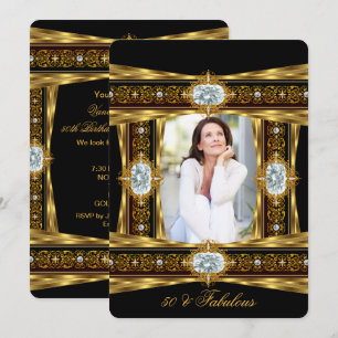 Invitación Fabuloso 50 Elegante Diamante Joya Oro Negro Foto 