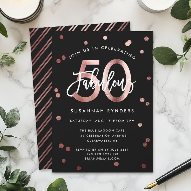 Invitación Fabuloso 50 | Elegante fiesta de cumpleaños de oro (Subido por el creador)