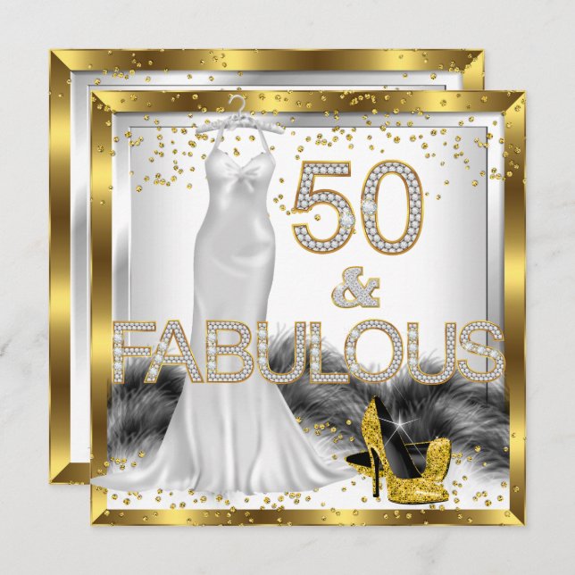 Invitación Fabuloso 50 Elegante Fiesta de tacones altos (Anverso / Reverso)