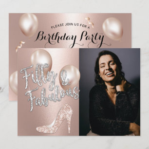 Invitación Fabuloso 50 Elegante Rosa Oro Foto 50 cumpleaños