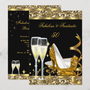 Invitación Fabuloso 50 Fantástica Fiesta de Cumpleaños Dorado