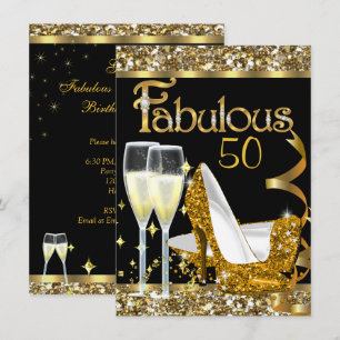 Invitación Fabuloso 50 Fantástica Fiesta de Cumpleaños Dorado