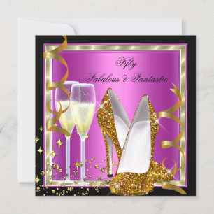 Invitación Fabuloso 50 Fantástico Fiesta de oro blanco rosado