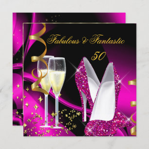 Invitación Fabuloso 50 Fantastico Resumen Cumpleaños Oro Rosa